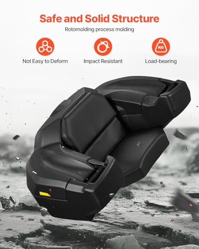 VEVOR ATV Rear Storage Box and Lounger, 95L ATV Cargo Box with Seat & Backrest, Waterproof LLDPE & Lockable Lounger Storage Box Fit Most ATVs with Rear Rack, Compatible with ATV, UTV, Can-Am Vehicles