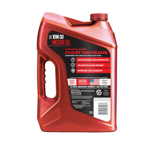 Valvoline High Mileage with MaxLife Technology 10W-30 Synthetic Blend Motor Oil 5 Quart - size: 5 qt (Pack of 1), style: High Mileage