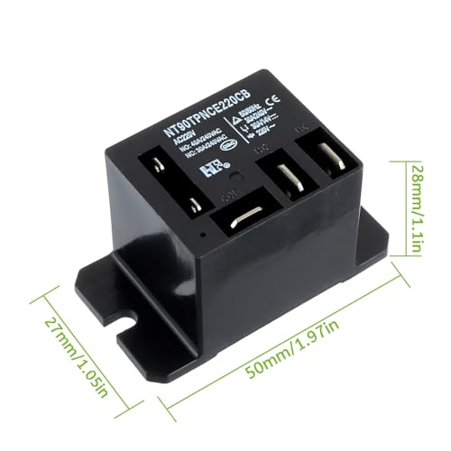 NT90-AC220-10X Power Relay AC 220V Coil 220 VAC 30A 40A SPDT(1NO 1NC) with Flange Mounting and 10 Quick Connect Terminals Wires Mini Relay(Pack of 2pcs) - size: AC 220V