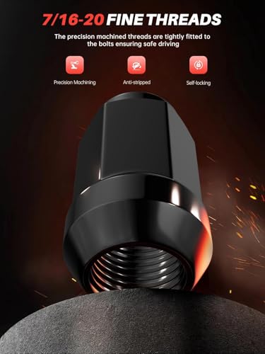 Sposuit 20 Pcs 7/16-20 Lug Nuts, 19mm Hex - Replacement for Chevrolet - color: Black, size: M11.1x1.3, style: 20 Pcs HexDrive