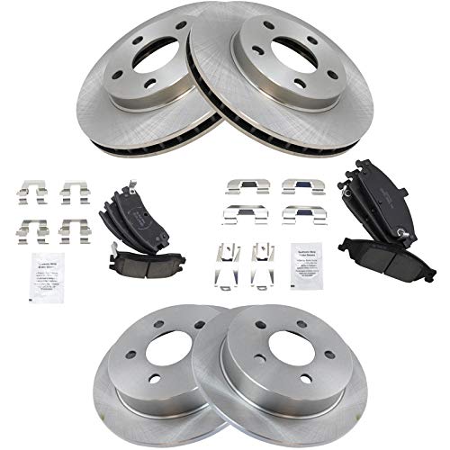 TRQ Front and Rear Brake Pad and Rotor Set Ceramic - style: BKA11171