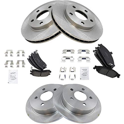 TRQ Front and Rear Brake Pad and Rotor Set Ceramic - style: BKA11171