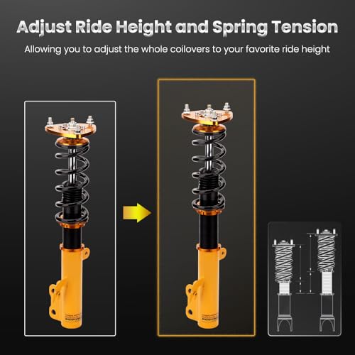 maXpeedingrods Coilovers for Toyota Camry ACV30/MCV30 2002-2006, 24 Levels Adjustable Damper Coilovers Suspension Kit, Height Adjustable Lowering Kit by 1-3" Gold