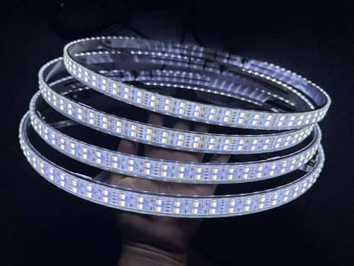 High Intensity Cold White 17.5" Double Row Brightest White LED Wheel Light Flashing Rim Lights IP68 Strobe Pick Up,Outdoor Fun Truck Vehical Rocker Switch/Remote Ctrl
