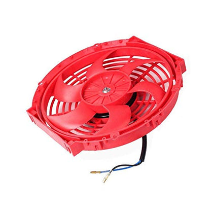 10" inch Slim Fan Push Pull Electric Radiator Cooling 12V Mount Universal Kit Red - color: Red, size: 10 Inch