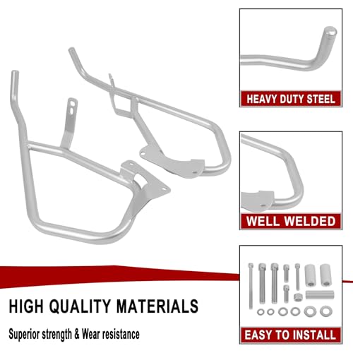 Saddlebag Guard Crash Bars Engine Guard Protector Replacement for BMW K1600GT K1600GTL K1600 GT K1600 GTL 2011-2025 Highway Bars Protector (Front and Rear, Sliver) - size: Front and Rear