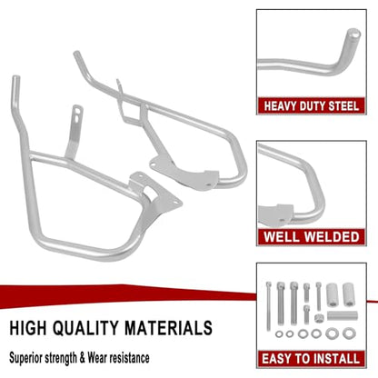 Saddlebag Guard Crash Bars Engine Guard Protector Replacement for BMW K1600GT K1600GTL K1600 GT K1600 GTL 2011-2025 Highway Bars Protector (Front and Rear, Sliver) - size: Front and Rear