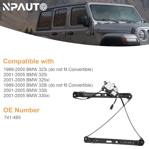 Front Passenger Power Window Regulator with Motor fit for BMW E46, 99-05 - style: Front Passenger Side