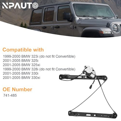 Front Passenger Power Window Regulator with Motor fit for BMW E46, 99-05 - style: Front Passenger Side