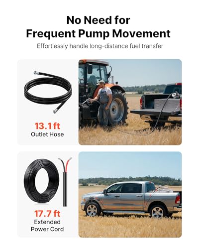 VEVOR Fuel Transfer Pump, 12V DC 15 GPM, Cast Iron Diesel Transfer Pump Kit, with Manual Shut-Off Nozzle, Discharge Hose, Overheat Protection, 1/3 HP Explosion-Proof, for Gasoline Diesel Kerosene - size: 12V 15GPM Gear Design