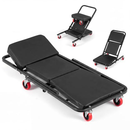 Goplus 41" Foldable Mechanic Creeper, 4-in-1, 450 LBS Capacity - color: Black, size: 41"