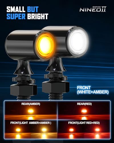 NINEO Rear Motorcycle Turn Signals LED,Mini Bullet,Red Taillight,2PCS - color: Red, size: Mini Size Rear