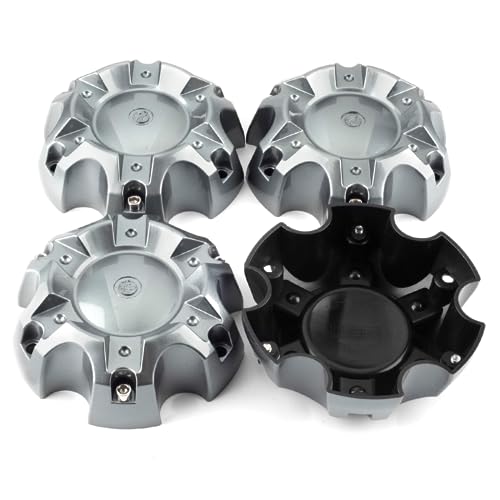 5.55in Wheel Center caps for Ballistic Incubus Wheels Center Hubcaps 4 Pack Grey Center Cover Replacement, 6 lugs - color: Grey