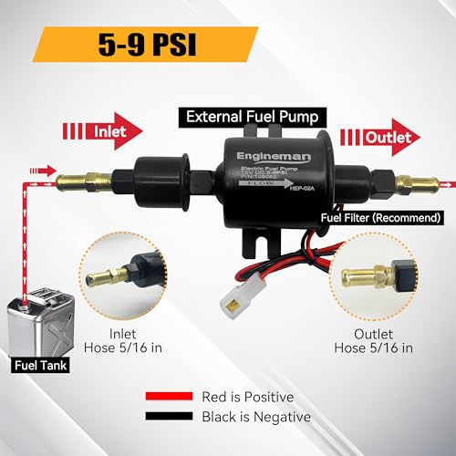 Electric Fuel Pump 12V 5-9psi HEP-02A for Electric Transfer Universal Low Pressure Gas Diesel Fuel Pump for All 12V Cars Trucks Boats Carburetor Lawn Mower - size: 5-9 PSI HEP-02A