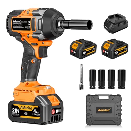 High Torque Impact Wrench 740 Ft-lbs 1/2 Inch Cordless Impact Gun - color: Yellow