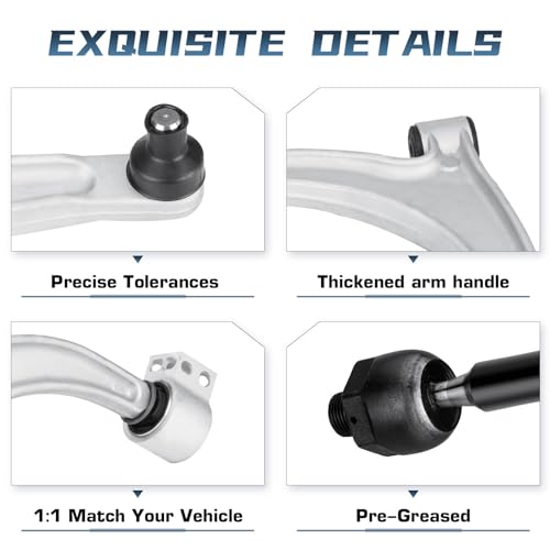 Front Lower Control Arm with Ball Joint Assembly for Chevy Malibu 2005-2012, for Pontiac G6 05-10, for Saturn Aura 07-09, Sway Bars Link Inner Outer Tie Rods Ends Suspension Kit K620180 K620179 8PCS