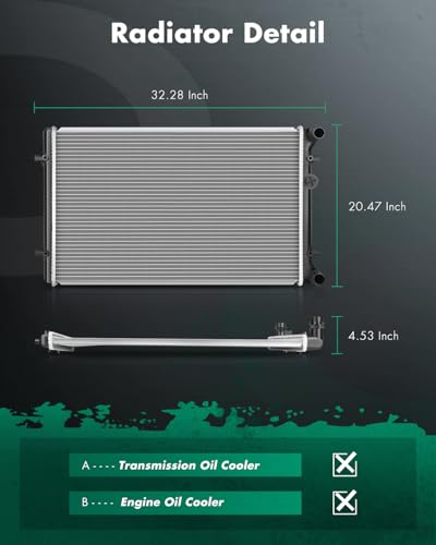 SCITOO Radiator for Car compatible with VW TT TT for Quattro for Golf - size: 2265