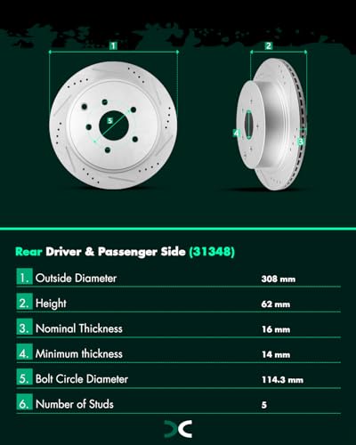 SCITOO Front 12.6" Rear 12.13" Brake Pads and Rotors Kits Brakes Kits - size: 31375+D888 & 31348+D905 [4+8PCS]