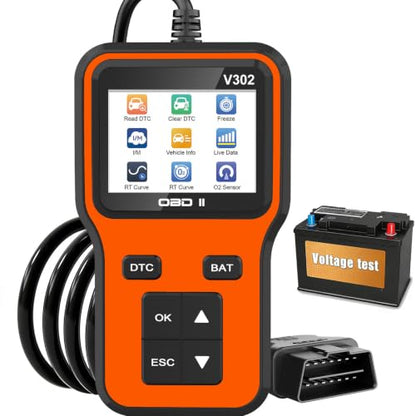 OBD2 Scanner & Engine Code Reader, Car Scanners with Battery Tester - color: Orange
