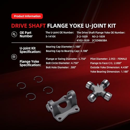3-2-1839 Drive Shaft Flange Yoke 5-1410X U-Joint Kit