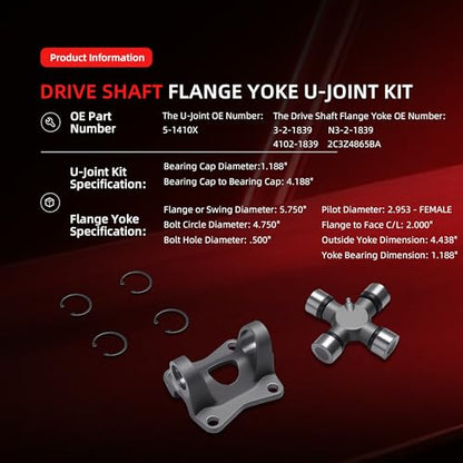 3-2-1839 Drive Shaft Flange Yoke 5-1410X U-Joint Kit