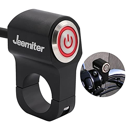 Jeemiter 1 inch 25mm Motorcycle Handlebar Switch 12V 10A ON/Off with LED - color: Red LED for 1inch