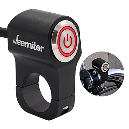 Jeemiter 1 inch 25mm Motorcycle Handlebar Switch 12V 10A ON/Off with LED - color: Red LED for 1inch