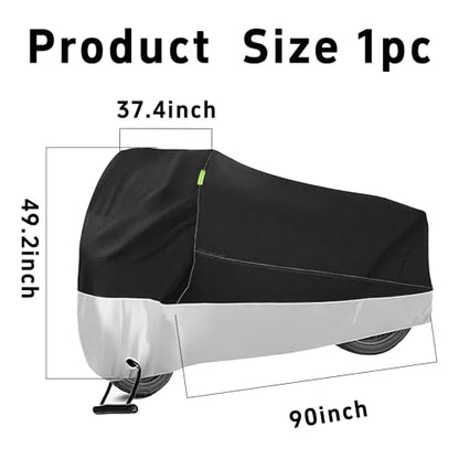 One Waterproof Motorcycle Cover, Heavy Duty Outdoor Motorbike Cover with Lock-Holes, Rain Protection, Fits up to Electric Bicycle & Motorcycles, All Season(230x95x125CM) - size: XL (230x95x125CM)