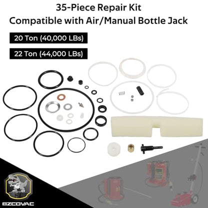 20/22 Ton Air-Hydraulic Bottle Jack Master Repair Kit, Pneumatic & Manual Bottle Jack Seal Kit