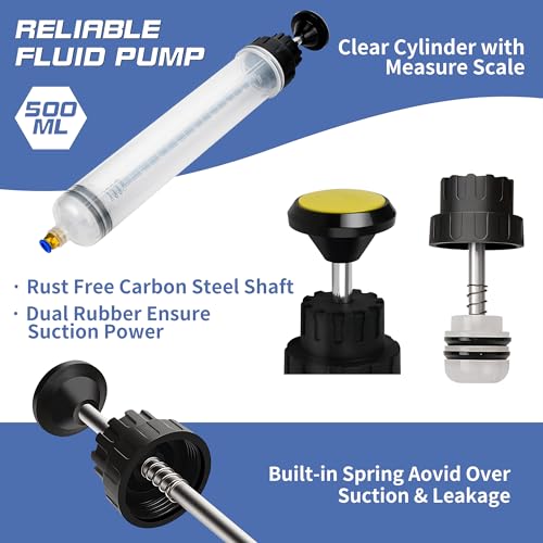 500CC/Oil Extractor/Oil Syringe,Syringe Style Manual Automotive Pump,Gear Oil, and Brake Fluid Extractor