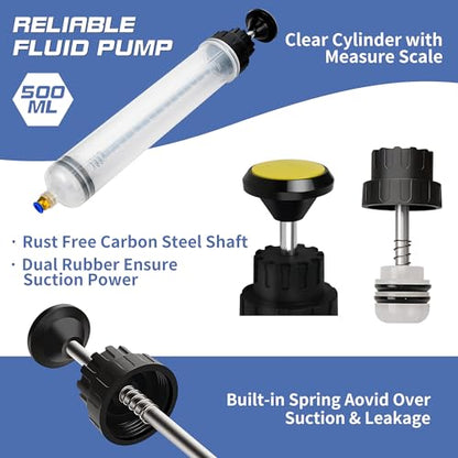 500CC/Oil Extractor/Oil Syringe,Syringe Style Manual Automotive Pump,Gear Oil, and Brake Fluid Extractor