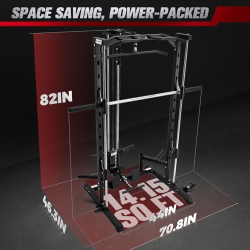RitFit Smith Machine Power Rack with LAT-Pull Down System - style: Smith Machine Black 2.0
