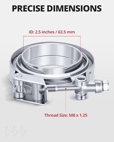EVIL ENERGY V Band Clamp Quick Release Stainless Steel with Flange Male Female Mild Steel 2.5 Inch - size: 2.5"