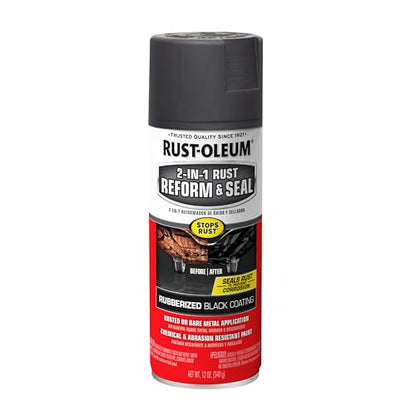 Rust-Oleum Stops Rust 2-in-1 Rust Reform & Seal Coating Spray, Black - size: 12 Ounce (Pack of 1), style: Aerosol