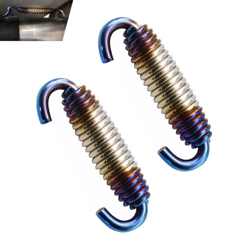 2 PCS Motorcycle Exhaust Springs, 40-60mm Stainless Steel Muffler Spring Hook with Swivel Design for Vibration Reduction, Universal for Most Motorcycles, Scooters, ATVs (Blue) - color: Blue