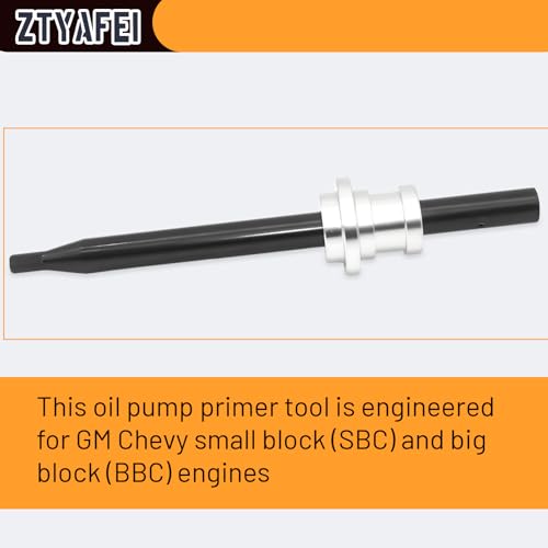 Oil Pump Primer Tool Replacement for GM Chevy Small & Big Block Engines (SBC/BBC 283-454) - Universal Fit for 3/8" or 1/2" Chuck (Silver) - color: Silver