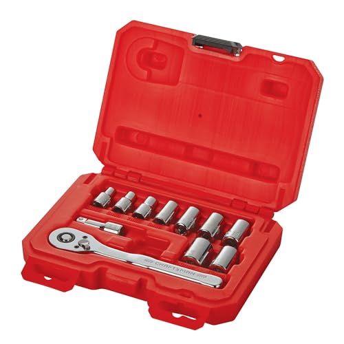 CRAFTSMAN Mechanics Tool Set, Metric, 1/4 Inch Drive, 11 Piece, 90-Tooth (CMMT34871) - size: 1/4 in