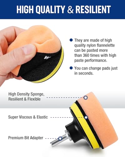WORKPRO 3 Inch Drill Buffing Pad Kit - 11 Pcs Car Foam Polishing Pads Set
