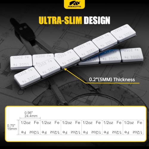 MIKKUPPA 1/2oz Adhesive Stick on Wheel Weights, Chrome 0.5oz, 252oz/Box - color: Chrome, size: 504 PCS