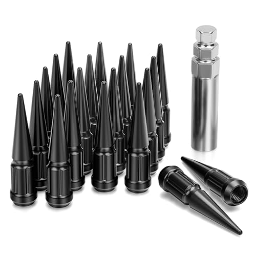 Dynofit M12x1.5 Spike Lug Nuts Compatible with Chevy Toyota Ford,20PCS - color: Black, size: 12x1.5 20PC