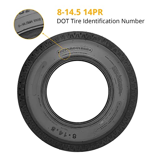 Pack of 2 8-14.5 Size Trailer Tires, 14PR Load Range G, All-Season Radial, Durable Replacement for Utility, Boat, Camper, Cargo, Farm, Horse, and Landscape Trailers, Specification: 8-14.5 14PR - size: 8-14.5