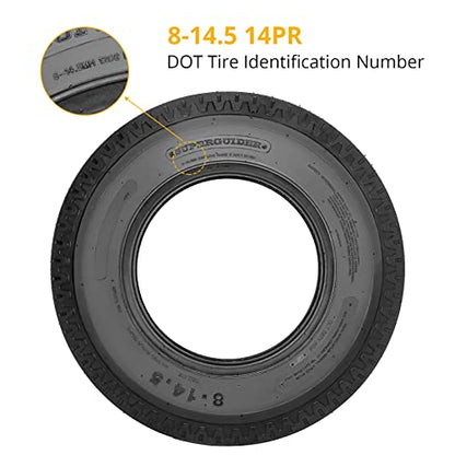 Pack of 2 8-14.5 Size Trailer Tires, 14PR Load Range G, All-Season Radial, Durable Replacement for Utility, Boat, Camper, Cargo, Farm, Horse, and Landscape Trailers, Specification: 8-14.5 14PR - size: 8-14.5