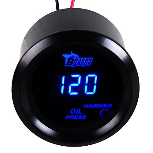 ESUPPORT Car 2" 52mm Digital Oil Press Pressure Gauge Meter Kit Blue LED - color: Oil Press Gauge
