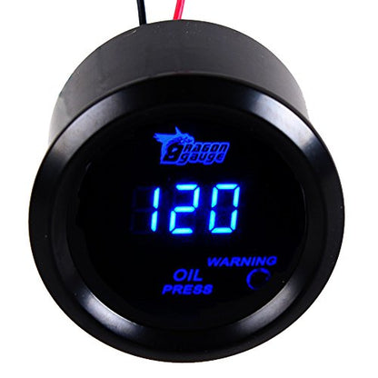 ESUPPORT Car 2" 52mm Digital Oil Press Pressure Gauge Meter Kit Blue LED - color: Oil Press Gauge