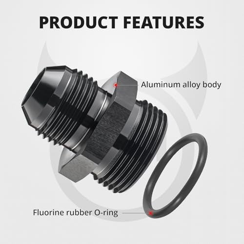 EVIL ENERGY 12AN Flare to 16AN ORB Male 2PCS Fuel Rail Adapter Fitting Black - size: 16AN ORB to 12AN