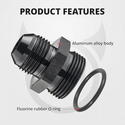 EVIL ENERGY 12AN Flare to 16AN ORB Male 2PCS Fuel Rail Adapter Fitting Black - size: 16AN ORB to 12AN