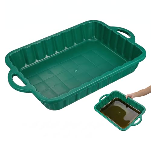 Veemoon 2.38 Gallon (9L) Oil Drain Pan, Plastic Anti-Splash Drain Container with Handle, Heavy Duty Leakproof Oil Change Drip Catcher Transmission Coolant Fluid Collector for Garage DIY Mechanics