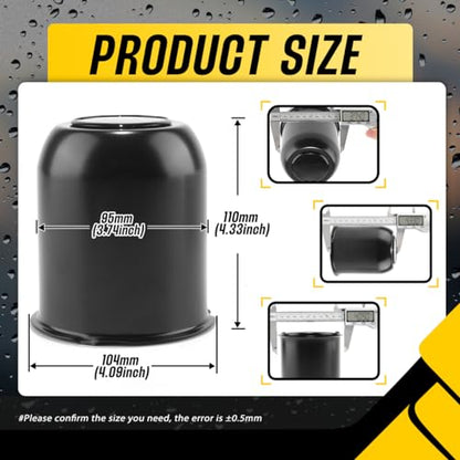4Pcs 3.74" Stainless Trailer Wheel Center Caps, 4.33" H Matte Black - color: Matte Black, size: 3.74" Hub 4.33"H