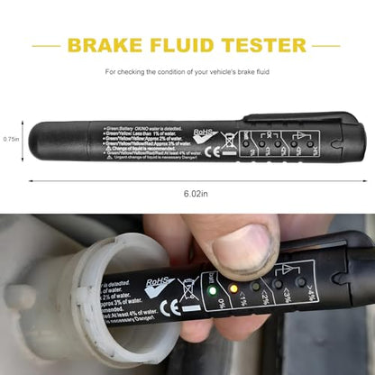 Brake Fluid Liquid Tester Pen, High-Precision Car Brake Fluid Diagnostic Tester with 5 LED Indicators, Heavy Duty Vehicle Hydraulic Liquid Test Pen for DOT 3 DOT 4 DOT 5.1
