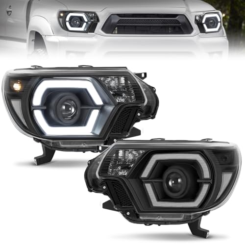 ELH LED Projector DRL Headlight Assembly Fit for 12-15 Tacoma (Black/Clear)
